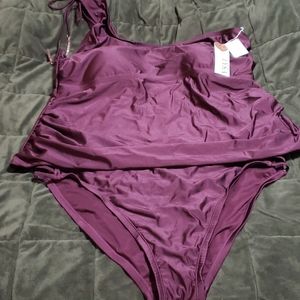 Lysa plus size deep purple 2 piece swimsuit
